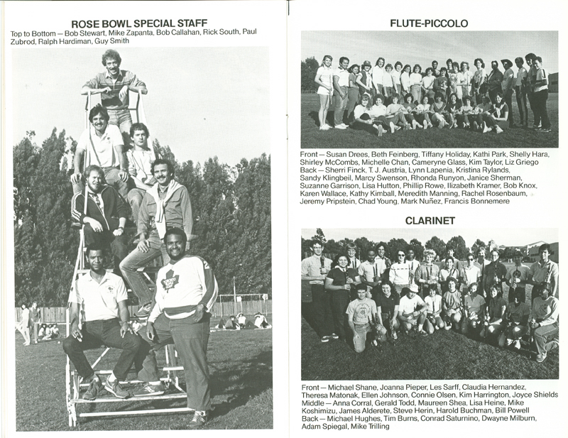 Band Booklet, page 10, 1984 Rose Bowl