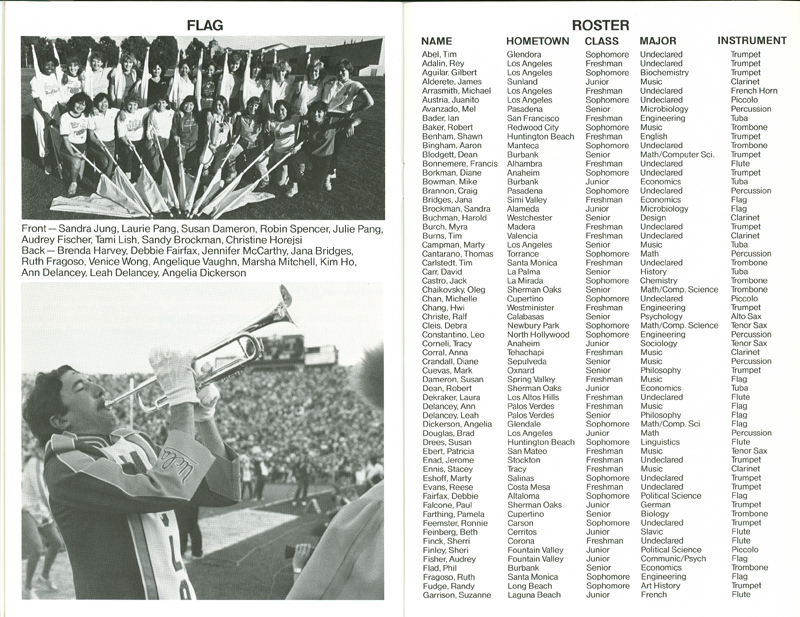 Band Booklet, page 13, 1984 Rose Bowl