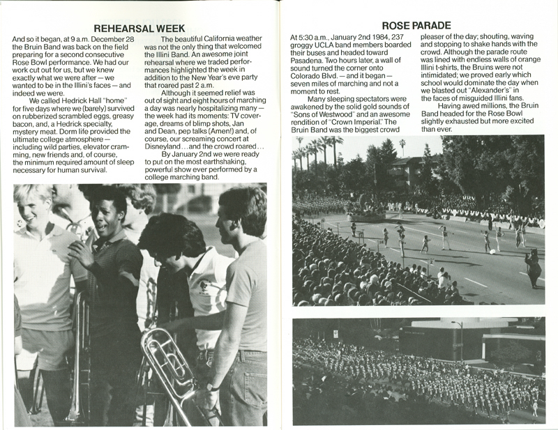 Band Booklet, page 3, 1984 Rose Bowl