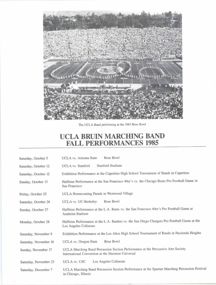 1986 Rose Bowl Booklet, page 2