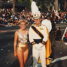 Golden Girl Joyce Parr and Drum Major Michael O'Gara, 1986 Tournament of Roses Parade, January 1, 1986