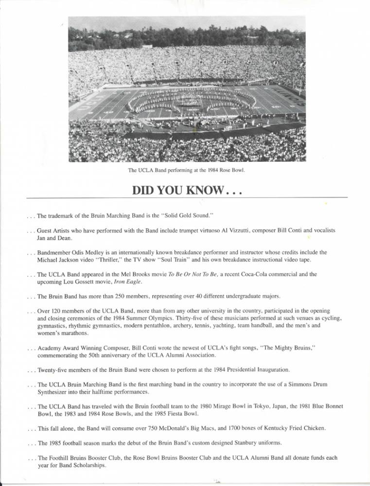 1986 Rose Bowl Booklet, page 6