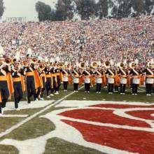 Band on field, 1986 Rose Bowl, January 1, 1986