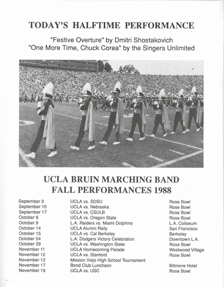 Band booklet, page 2, 1989 Cotton Bowl