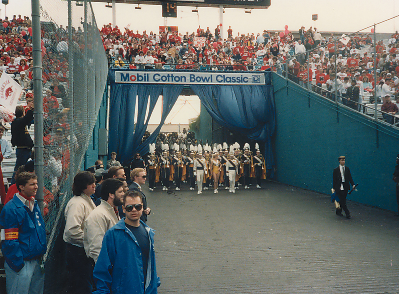 Band entering stadium, 1989 Cotton Bowl, January 2, 1989