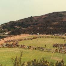 USA formation, Rehearsal at Pepperdine, 1984 