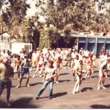 Practicing the Dance routine that was eventually cut from the show, July 1984