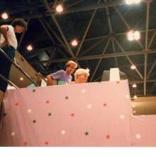 Chad and Tim working the email system at Gymnastics