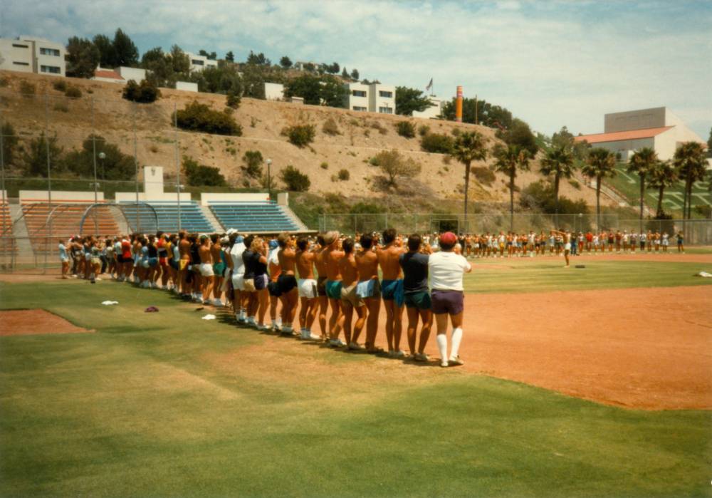 Trumpet Sectional on Baseball Field at Pepperdine