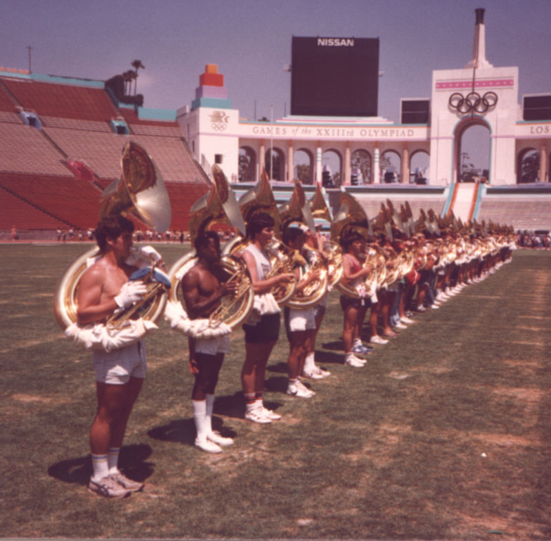 Sousaphones, UCLA's Tom Wiltsey on the end, 1984