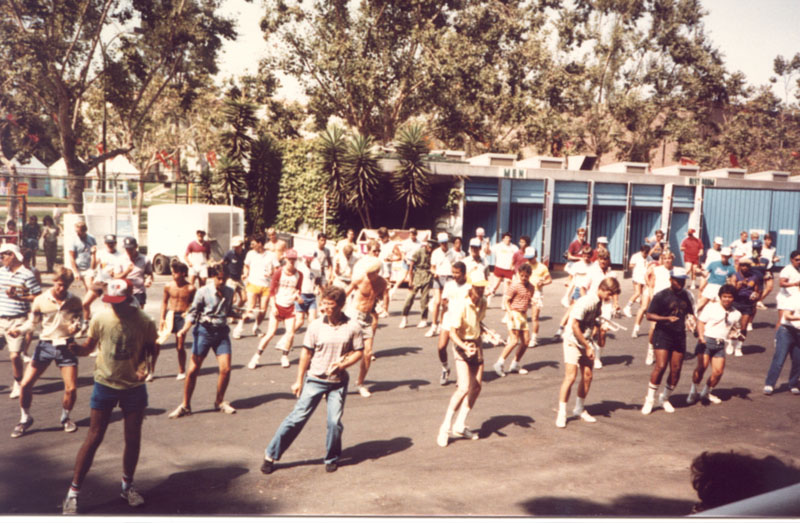 Practicing the Dance routine that was eventually cut from the show, July 1984