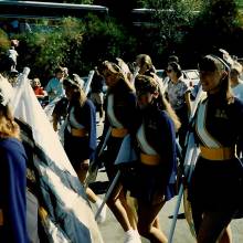 1990 Color Guard marching into Cal Stadium