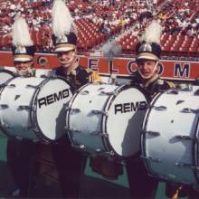 1992 Rams game, The "Mohammeds": Brian Olamit, Jon Auman, Rick Crowe, and Kyle Elliott. The Mohammeds earned their name when another band member continuously mispronounced Brian's last name.