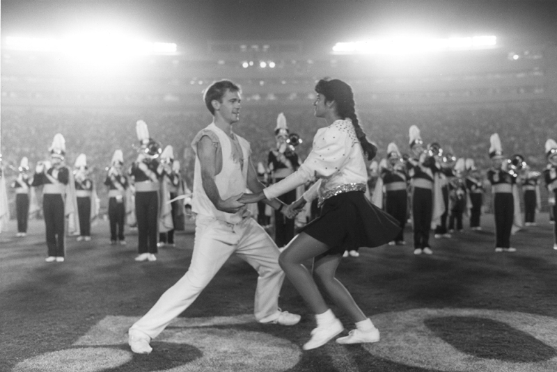 Drum Major Jeff Trapp during Disco Show, Washington game, October 16, 1993