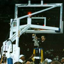 Cutting down the net after winning the championship, 1995 Seattle 