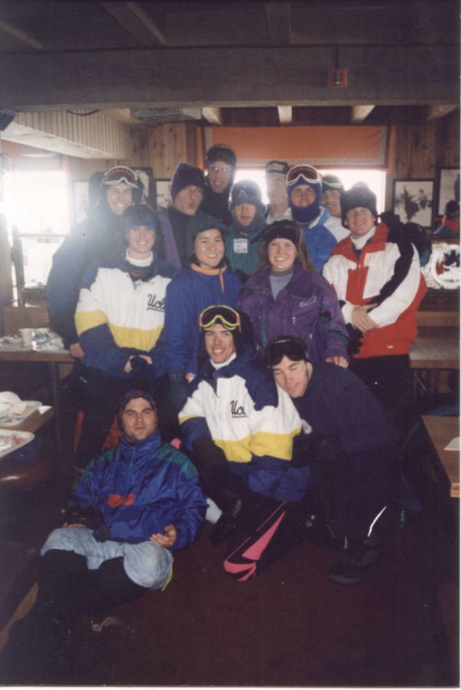 Sun Valley lunch - right after this photo was taken, the resort closed down due to a blizzard and it took several of us HOURS to finally get off the mountain. "Save Yourselves!"