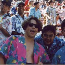 Percussion: Mike, Keith, Sajjad, Dave, Jet and Matt. 1995 Aloha Bowl, December 25, 1995.