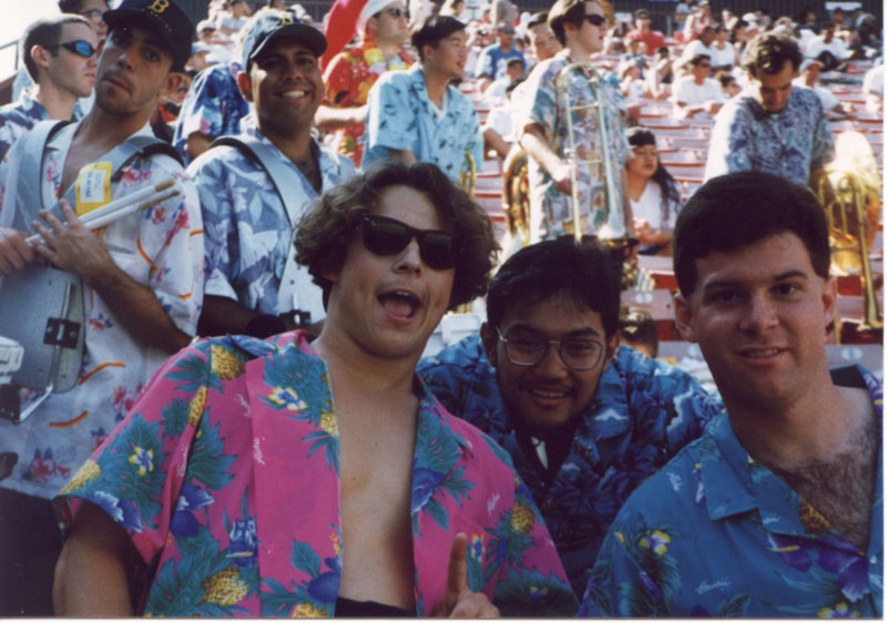 Percussion: Mike, Keith, Sajjad, Dave, Jet and Matt. 1995 Aloha Bowl, December 25, 1995.