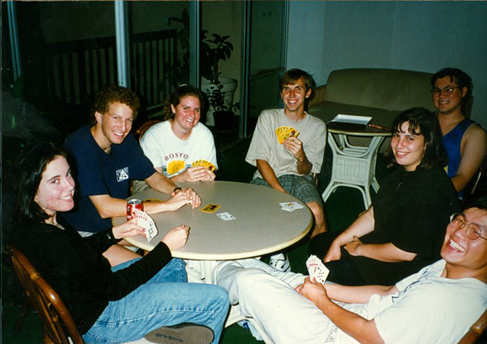 Band members playing cards