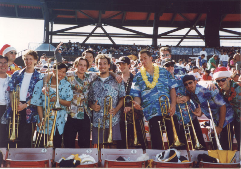 Trombones: Matthew, Nathan, Yang, Jon, Sean, Greg, Randy, Eric, Tony and Bryan. 1995 Aloha Bowl, December 25, 1995