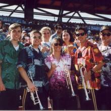 Trumpets: Michael, Russell, Devon, Michelle, Jennifer, Julie, Tracy, Dave and Jeff, 1995 Aloha Bowl, December 25, 1995