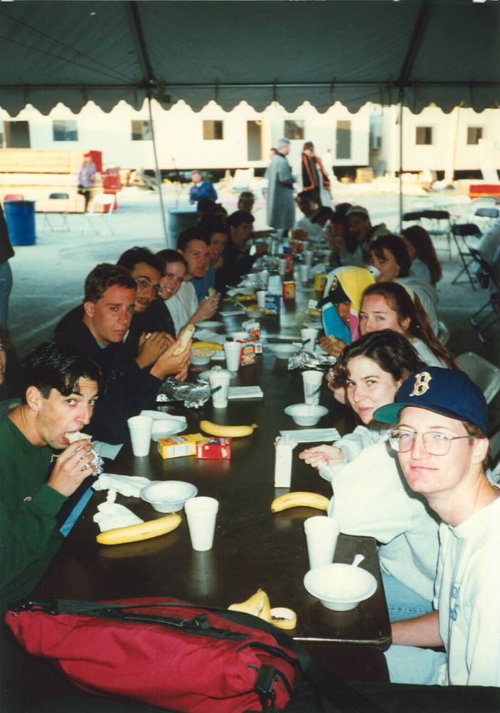 Breakfast on set, 1996