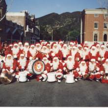 Group shot on Universal backlot. "Back to the Future" Courthouse in back on the right. 1996.