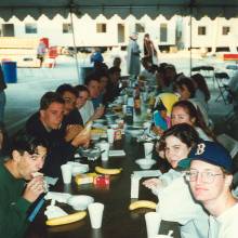 Breakfast on set, 1996