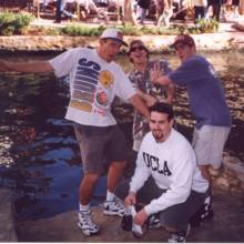 Randy Weis, Jeff Pickett, Eric Falk and Mike Gorham living on the edge. San Antonio, 1997