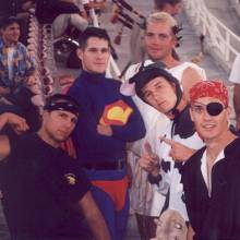 Head Animal Andrew Yonce as Superman, Michaael Hendricks as Zeus and Kevin Hamilton as a pirate, 1998 Band Alumni Reunion, October 31, 1998