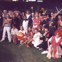 Group photo during the third quarter walk-around, Band Alumni Reunion, October 31, 1998