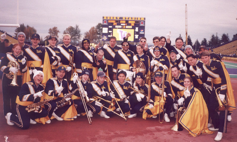 Pep band in Seattle for the Washington game, November 14, 1998