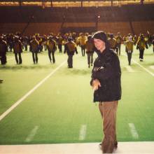 Chris Florio at the rehearsal in Seattle with the UW Husky Band in preparation for the Downfall of Troy Show, 1999