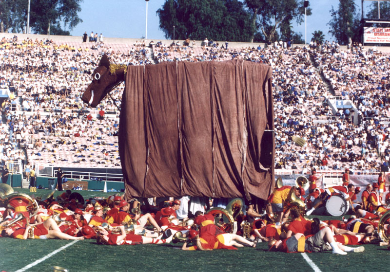 The Trojans all pass out drunk from the celebration.