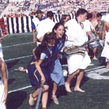 Regina Jaderstrom and Lauren White begin the retreat after laying siege to Troy.