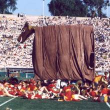 The Trojans all pass out drunk from the celebration.