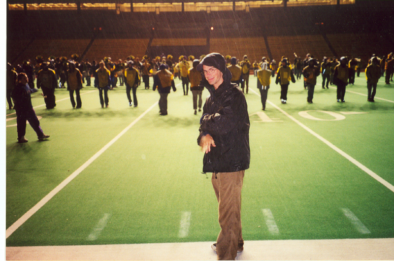 Chris Florio at the rehearsal in Seattle with the UW Husky Band in preparation for the Downfall of Troy Show, 1999