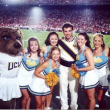 Drum Major Pat Lynch with the Spirit Squad, Ohio State game, September 11, 1999