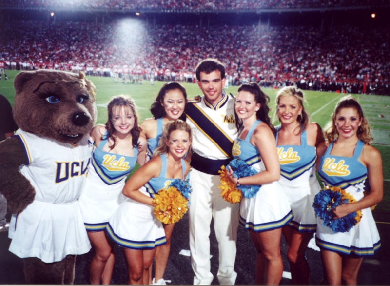 Drum Major Pat Lynch with the Spirit Squad, Ohio State game, September 11, 1999