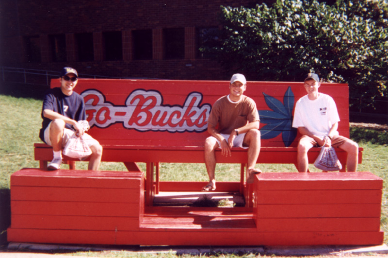 Jose Vitela, Matt Sonefeldt and Carl Moren hanging out on Ohio State campus, 1999