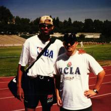 Reggie Miller and Kevin McKeown at Drake Stadium