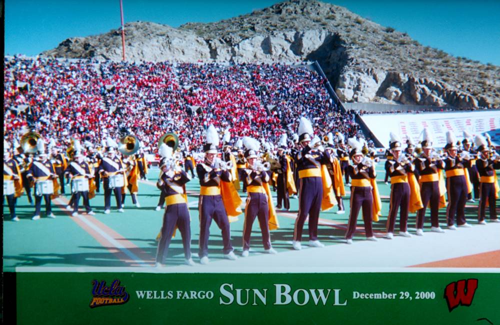 Band on field, Sun Bowl, December, 29, 2000