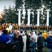 Band performing at rally, 2000 UW Trip 