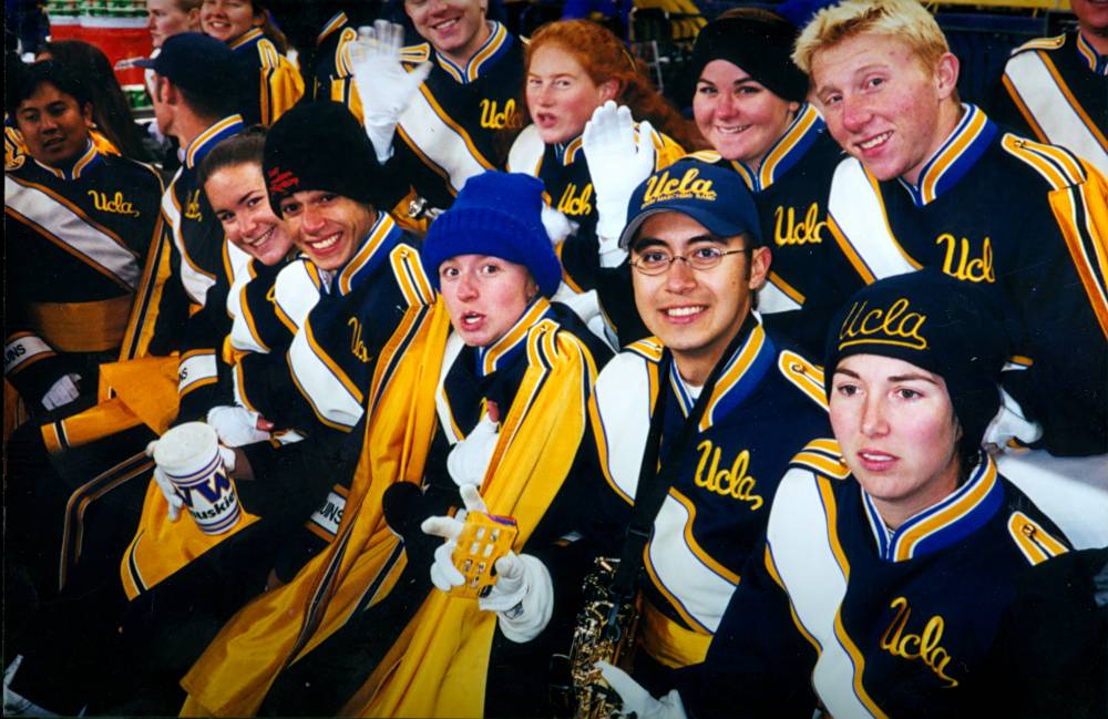 Band in stands, 2000 UW Trip