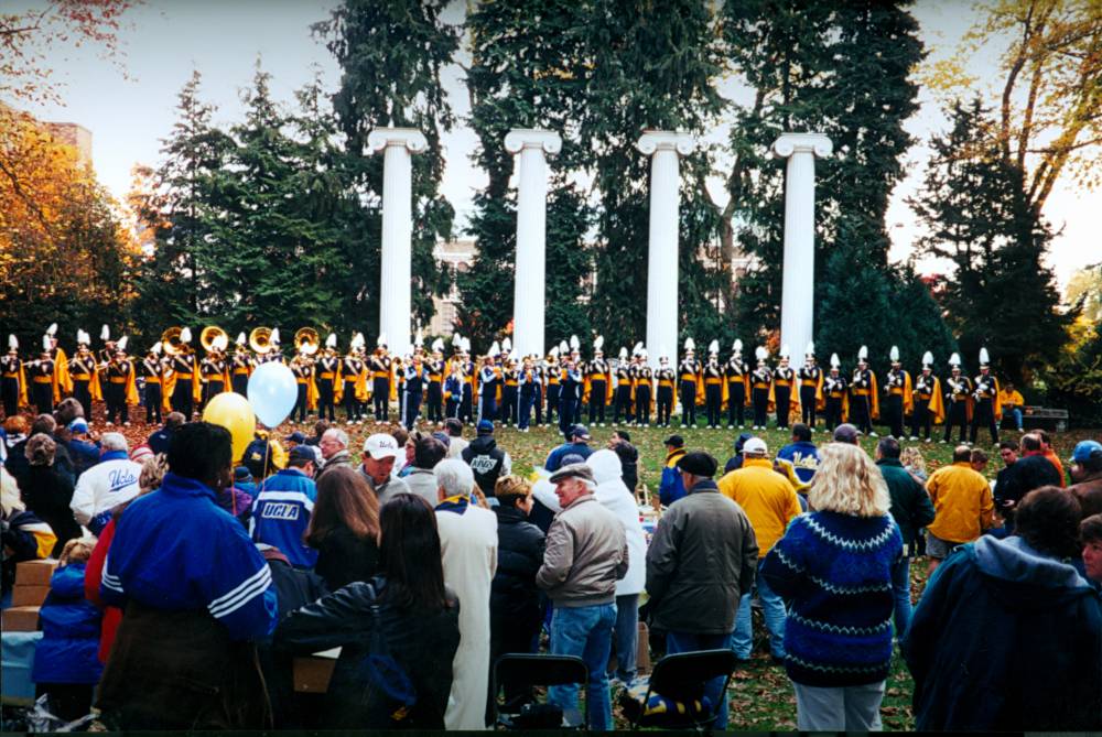 Band performing at rally, 2000 UW Trip 