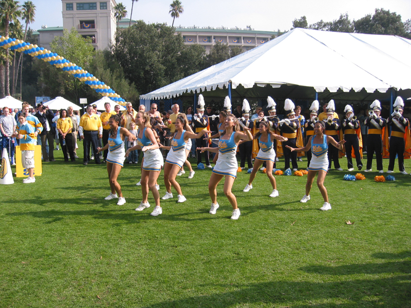 The Band and Dance Team at the Chancellor's Tent, USC game, November 23, 2002