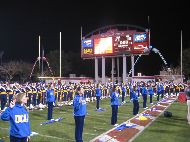 Scoreboard during "Hail," 2002 Las Vegas Bowl, December 25, 2002