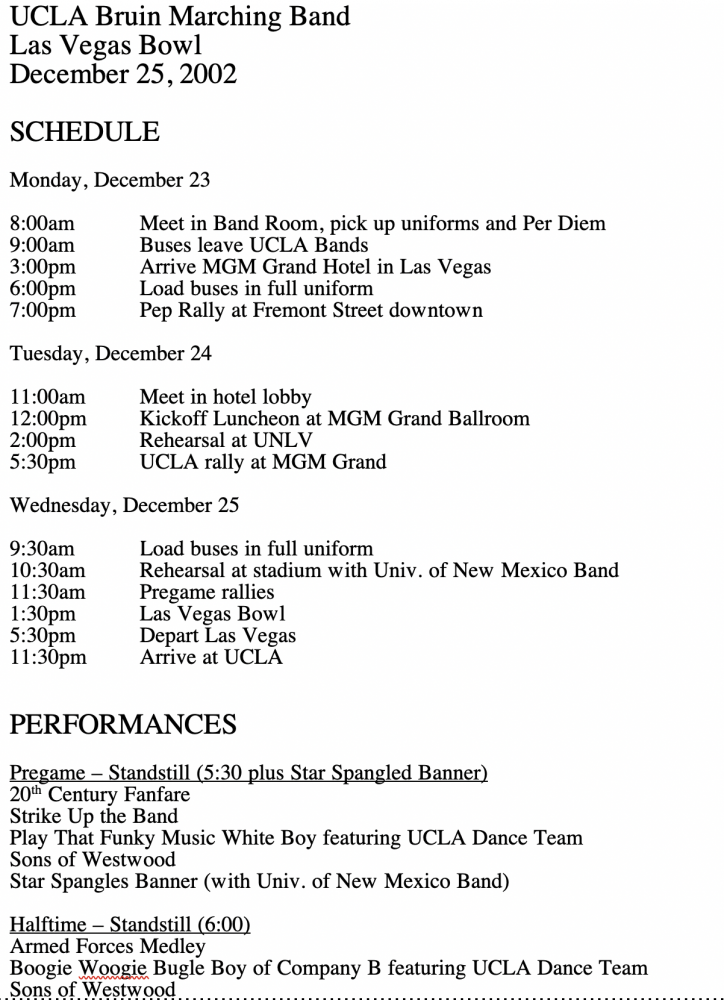 2002 Las Vegas Bowl Schedule