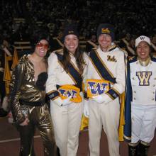 UCLA Drum Majors Laura Montoya and Jay Dillon with the Husky Band Drum Majors, November 2, 2002