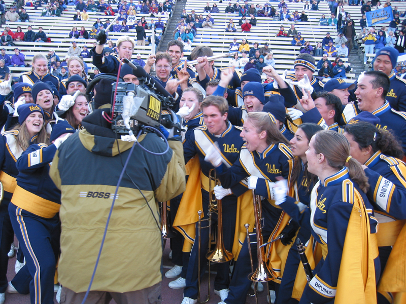 Band in front of TBS camera, Washington game, November 2, 2002